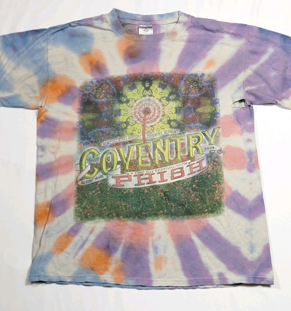 Phish Coventry Vermont Final Show 2004 Tie Dye T Shirt Mens L Distressed Vintage